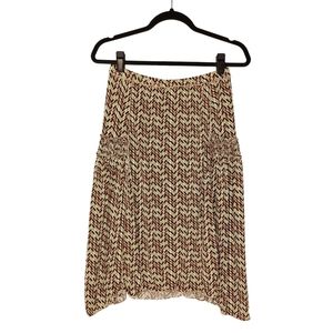 MAX STUDIO Green Brown Print Smocked Stretchy Pull On Skirt XSmall